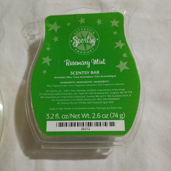 Scentsy Bar ROSEMARY MINT 3.2 oz Authentic(Set of 2) scented wax - Picture 2 of 3